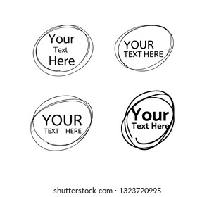 Hand drawn circle line sketch. Vector set circular scribble doodle round circles,  message note mark design element. Pencil, pen, graffiti bubble, ball draft illustration. - Vector 