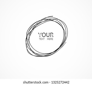 Hand drawn circle line sketch. Vector set circular scribble doodle round circles,  message note mark design element. Pencil, pen, graffiti bubble, ball draft illustration. - Vector 