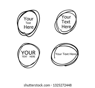 Hand drawn circle line sketch. Vector set circular scribble doodle round circles,  message note mark design element. Pencil, pen, graffiti bubble, ball draft illustration. - Vector 
