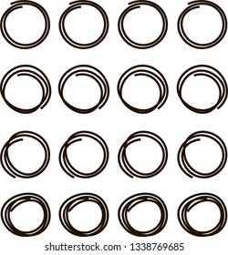 Hand drawn circle line sketch set. Vector circular scribble doodle round circles for message note mark design element. Pencil or pen graffiti bubble or ball draft illustration.