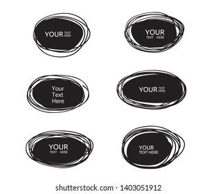 Hand drawn circle line sketch. Vector set circular scribble doodle round circles,  message note mark design element. Pencil, pen, graffiti bubble, ball draft illustration. - Vector 
