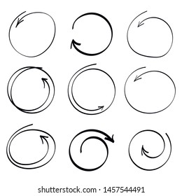 Hand drawn circle line sketch set. Vector circular scribble doodle round circles for message note mark design element.doodles.