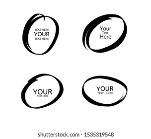 Hand drawn circle line sketch. Vector set circular scribble doodle round circles,  message note mark design element. Pencil, pen, graffiti bubble, ball draft illustration. - Vector 