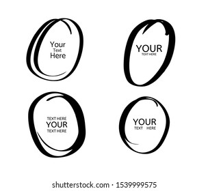 Hand drawn circle line sketch. Vector set circular scribble doodle round circles,  message note mark design element. Pencil, pen, graffiti bubble, ball draft illustration. - Vector 