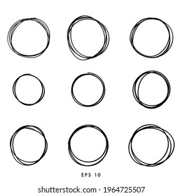 Esbozo de línea circular dibujado a mano, aislado en fondo blanco , Ilustración vectorial EPS 10