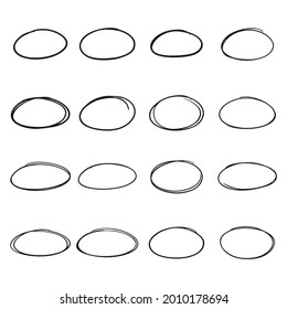 Hand drawn circle line sketch set. Circular scribble doodle round circles, Circles Rounds Bubbles
