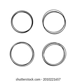 Hand drawn circle line sketch set. doodle round circles for message vector illustration