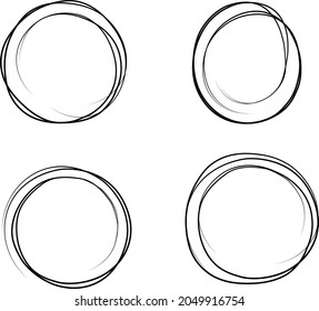 Hand drawn circle line sketch set. Vector hand drawn circle