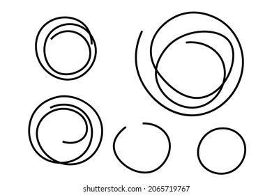 Hand drawn circle line sketch set. Vector circular scribble doodle round circles for message note mark design element. Pencil or pen graffiti bubble or ball draft illustration