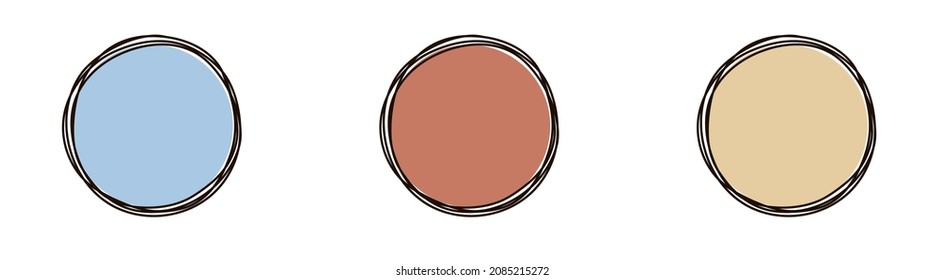 Conjunto de esbozo de la línea circular dibujada a mano. El doodle circular garabatea alrededor de círculos.