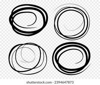 Hand drawn circle line sketch set. Round vector fields of writing, circles for messages painted with pen or pencil.