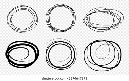Hand drawn circle line sketch set. Round vector fields of writing, circles for messages painted with pen or pencil.