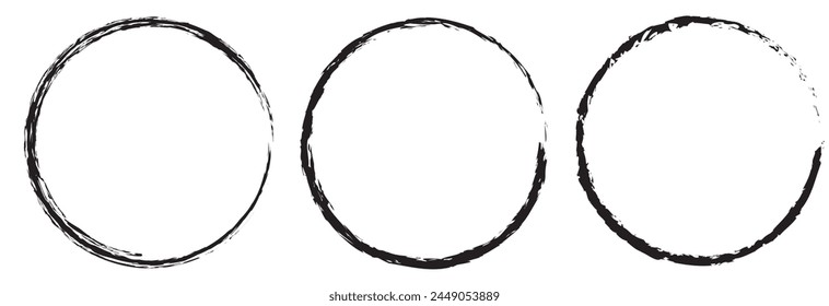 Conjunto de boceto de línea circular dibujado a mano aislado sobre fondo blanco. Vector circular garabato garabato redondo círculos para mensaje y para marca de nota . Ilustración vectorial. EPS 10 