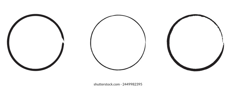 Hand drawn circle line sketch set. Vector circular scribble doodle round circles for message note mark design element. Pencil or pen graffiti bubble or ball draft illustration.