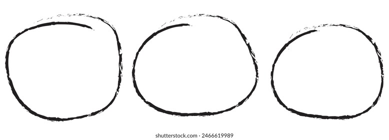  Hand drawn circle line sketch set. Vector circular scribble doodle round circles for message note mark design element. Pencil or pen graffiti bubble or ball