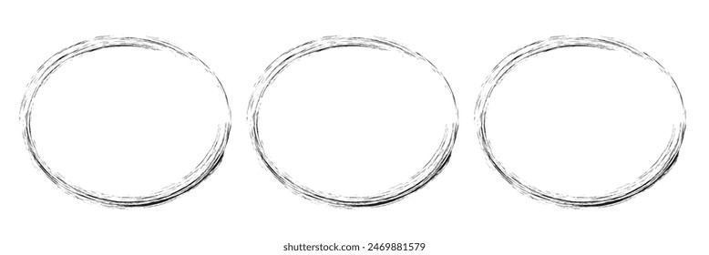 Handgezeichnete Kreis-Linien-Skizze-Set. Vektorgrafik Kreisförmige Kritzel-Doodle-Rundkreise für das Nachrichtennotizzeichen-Designelement. Bleistift oder Kugelschreiber Graffiti-Blase oder -Kugel