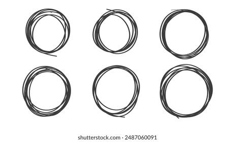 Hand drawn circle line sketch set, line art style  ,Hand drawn design elements , Flat Modern design, isolated on white background, illustration vector EPS 10