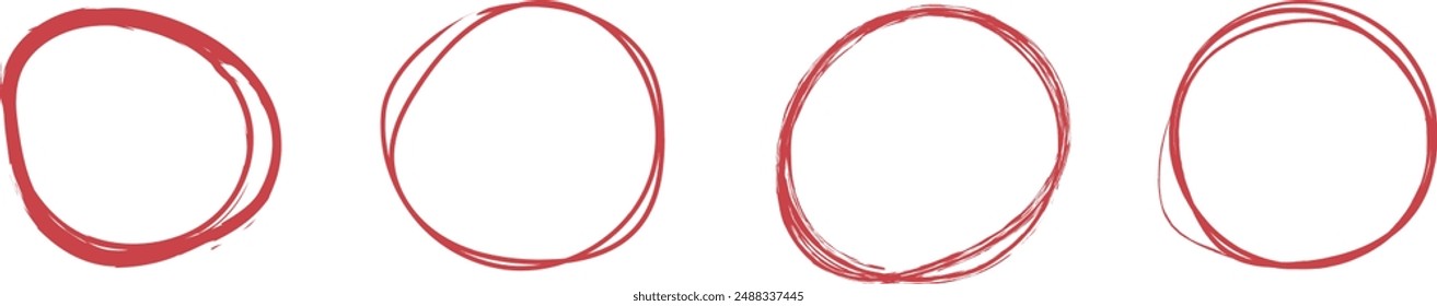 Hand drawn circle line sketch set. Vector circular scribble doodle round circles for message note mark design element and hand drawing thin, thick circles eps 10
