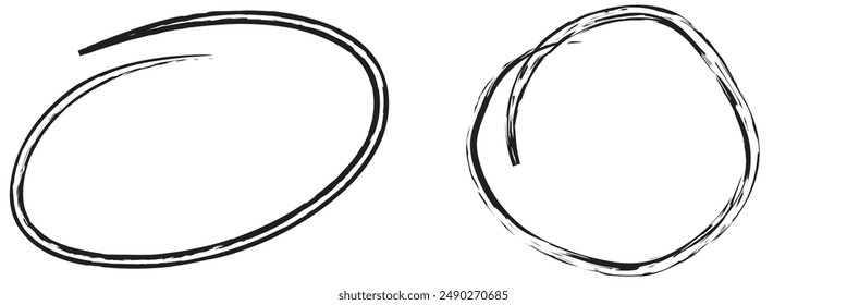 Hand drawn circle line sketch set. Vector circular scribble doodle round circles for message note mark design element. Pencil or pen graffiti bubble or ball eps 10