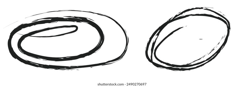 Hand drawn circle line sketch set. Vector circular scribble doodle round circles for message note mark design element. Pencil or pen graffiti bubble or ball eps 10