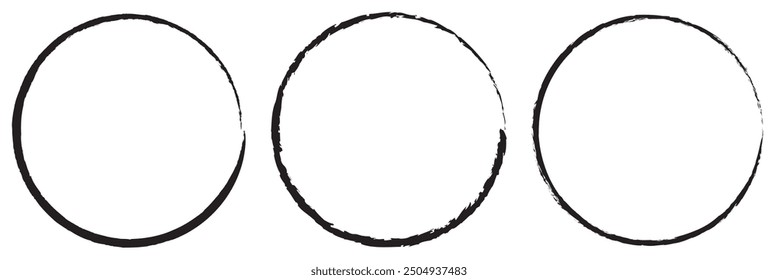 Hand drawn circle line sketch set. Vector circular scribble doodle round circles for message note mark design element. Pencil or pen graffiti bubble or ball draft illustration.