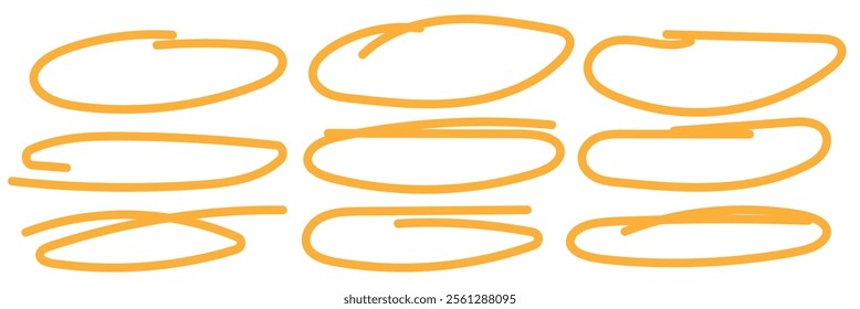 Hand drawn circle line sketch set. Vector circular scribble doodle round circles for message note mark design element. Pencil or pen graffiti bubble or ball draft illustration