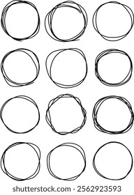 Hand drawn circle line sketch set vector circular scribble doodle round circles. Hand drawn circle line sketch set. Vector circular scribble doodle round circles for message note mark design element. 