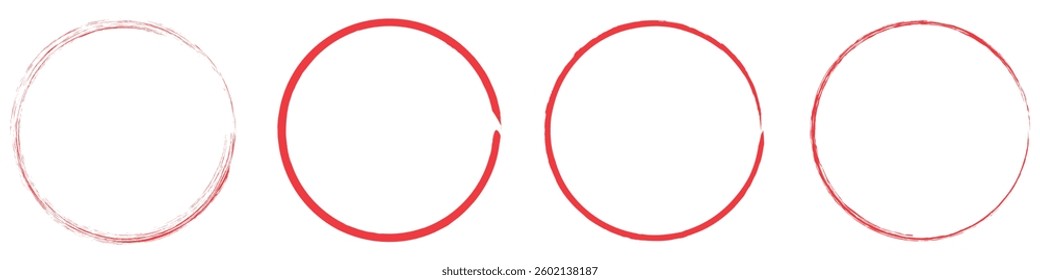 Hand drawn circle line sketch set. Circular vector image. Hand drawn circle with doodle patterns. Vector brush strokes circles of paint.