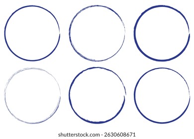 Hand drawn circle line sketch set. Circular vector image. Hand drawn circle with doodle patterns. Vector brush strokes circles of paint on white background.