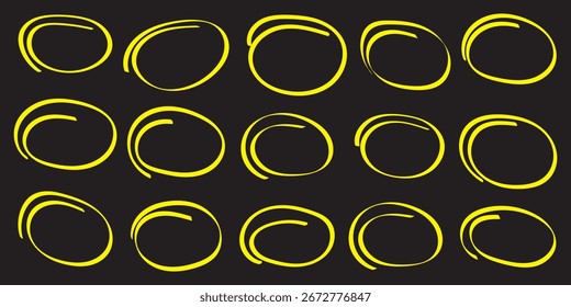 Conjunto de esbozo de línea circular dibujado a mano. Negro pluma dibujado a mano doodle grunge círculo destacados. Conjunto de esbozo de línea circular dibujado a mano.