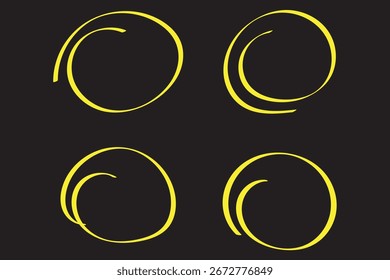 Hand drawn circle line sketch set. Black pen hand drawn doodle grunge circle highlights. Hand drawn circle line sketch set.