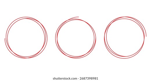 Hand drawn circle line sketch set. Circular vector image. Hand drawn circle with doodle patterns.  Vector circular scribble doodle round circles for message and for note mark . Vector illustration.