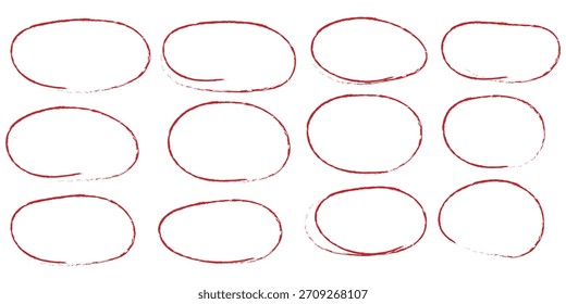 Hand drawn circle line sketch set. Circular vector image. Vector brush strokes circles of paint on white background, doodle round circles for message note