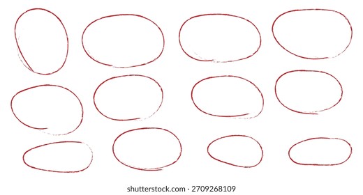 Hand drawn circle line sketch set. Circular vector image. Vector brush strokes circles of paint on white background, doodle round circles for message note