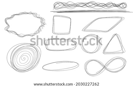 Hand drawn circle line sketch set. Vector circular scribble doodle circles for message note mark design element. set of bubbles for text doodles. hand drawing. vector illustration.
