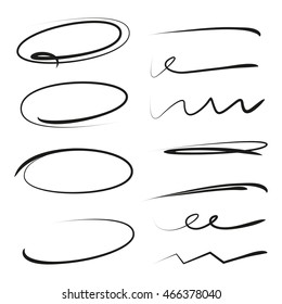 hand drawn circle marker and brush stroke, underlines