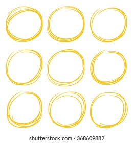 hand drawn circle marker, highlighter elements vector
