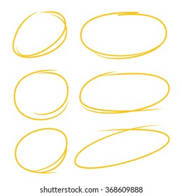 Hand Drawn Circle Marker, Highlighter Elements Vector