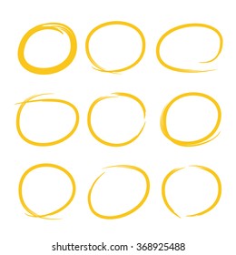 hand drawn circle marker, highlighter elements vector