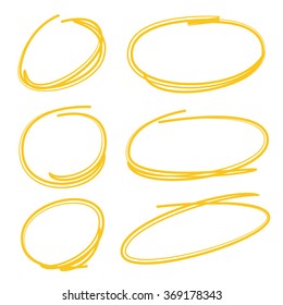 hand drawn circle marker, highlighter elements vector