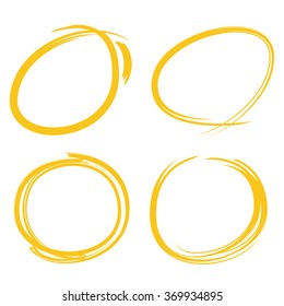hand drawn circle marker, highlighter elements vector