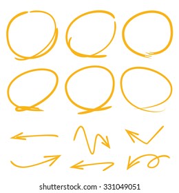 hand drawn circle markers, arrows