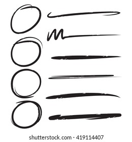 hand drawn circle markers, underlines