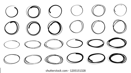 Hand drawn circle and Oval line sketch,vector design