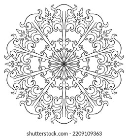 Hand drawn circle pattern of mandala flower