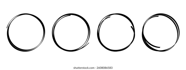 Hand drawn circle, pen drawn circle, doodle circle for highlighting text and number