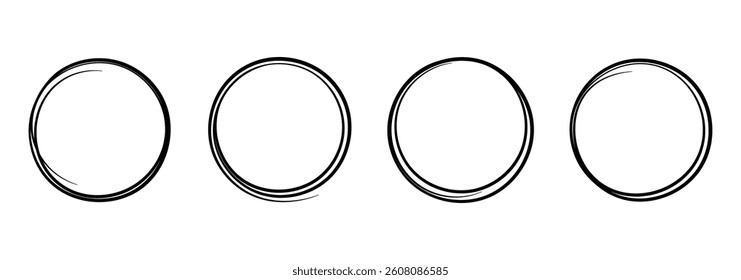 Hand drawn circle, pen drawn circle, doodle circle for highlighting text and number