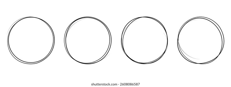 Hand drawn circle, pen drawn circle, doodle circle for highlighting text and number