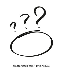 Hand drawn circle with question marks with felt-tip pen. Vector illustration.
