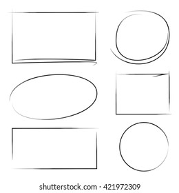 Hand Drawn Circle And Rectangle Frames, Highlighters